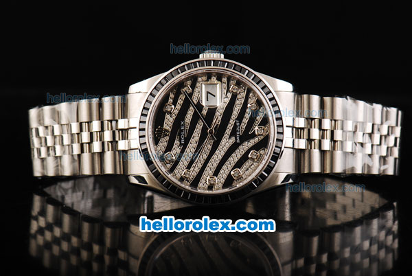 Rolex Datejust Automatic Movement Swiss Coating with Black Diamond Bezel and Diamond Dial - Click Image to Close